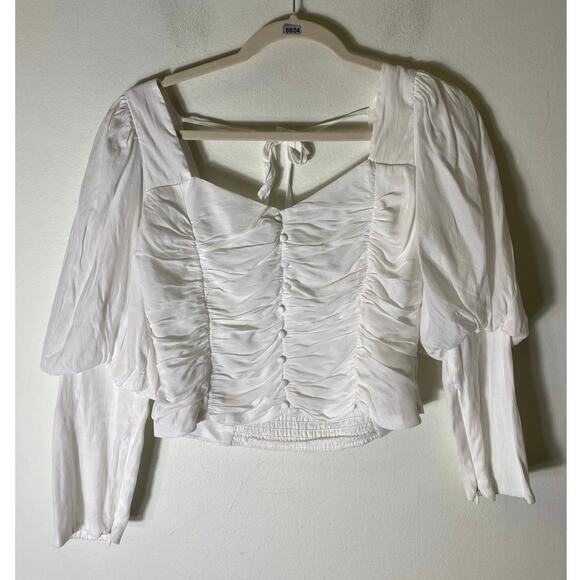 Do+BE White Peasant Top Sz L - Picture 1 of 3